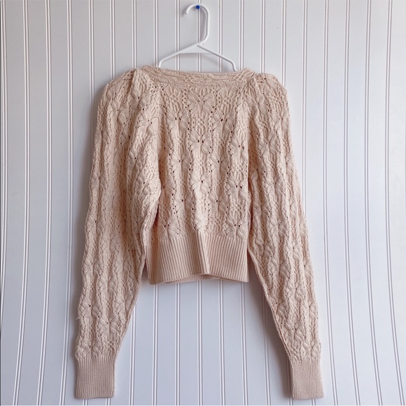 Free People Olive You Surplice V-Neck Texture Cable Wrap Cardigan In Macadamia - Picture 10 of 13